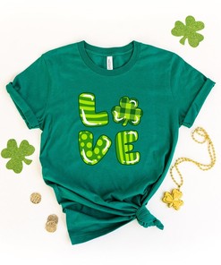 Love with Shamrock Patrick Day Shirt, St. Patricks Day Shirt, Shamrock Lucky, Four Leaf Clover, Shamrock, Irish Shirt