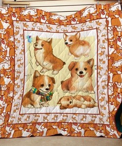 Lovely Corgi Dog Quilt Blanket Bedding Set for Home Décor