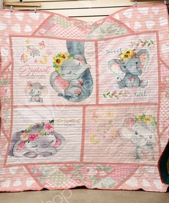 Lovely Elephant Babygirl Quilt Blanket Bedding Set