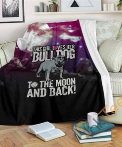 Loves Her Bulldog To The Moon And Back Sherpa Fleece Blanket Gifts for Family, for Couple