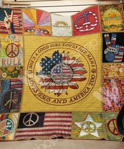 Loves Jesus And America Too Hippie Quilt Blanket Bedding Set