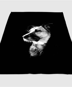Low Light Dog Monochrome Sherpa Fleece Blanket Gifts for Family, for Couple