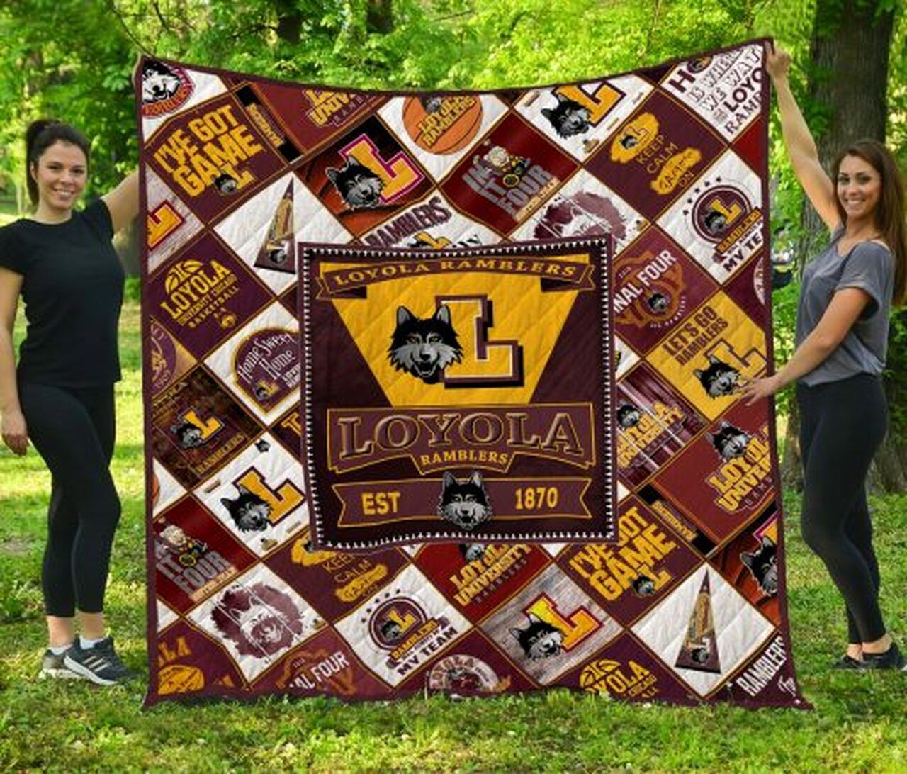 Loyola (Chi) Ramblers Ncaa Quilt Blanket Bedding Set