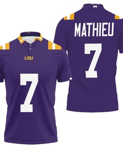 Lsu Tigers And Lady Tigers Lsu Tigers Tyrann Mathieu #7 College University Football Purple Lsu Fans Polo Shirt