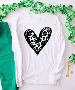 Lucky Cheetah Heart Shirt, St. Patricks Day Shirt, St Patrick Heart Shirt, Irish Shirt, Irish Shirt, Patrick Matching Tee