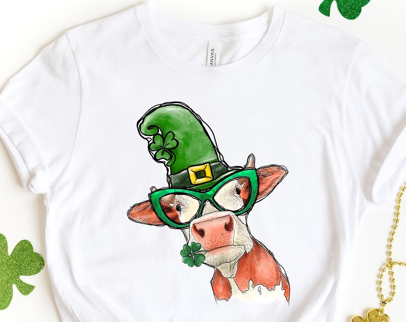 Lucky Heifer Shirt, St Patricks Day Tee, Heifer Four Leaf Clover Shirt, St Patricks Day Cow Tee, St Patricks Heifer Shirt, Gift For Her - Image 2
