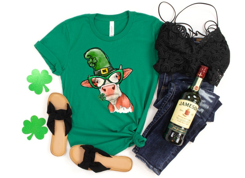 Lucky Heifer Shirt, St Patricks Day Tee, Heifer Four Leaf Clover Shirt, St Patricks Day Cow Tee, St Patricks Heifer Shirt, Gift For Her - Image 3