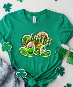 Lucky Leopard Heart Shirt, Leopard Heart Lucky Shirt, St Patricks Day Shirt, Irish Day Shirt, Clover Shirt, Women St Paddy Day Shirt