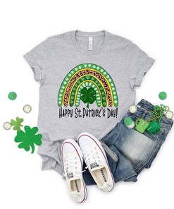 Lucky Shirt, Lucky Rainbow Shirt, Clover Shirt, Lucky Rainbow Cheetah Shirt, Irish Shirt