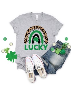 Lucky Shirt, Lucky Rainbow Shirt, Clover Shirt, Lucky Rainbow Cheetah Shirt Shirt, Irish Shirt
