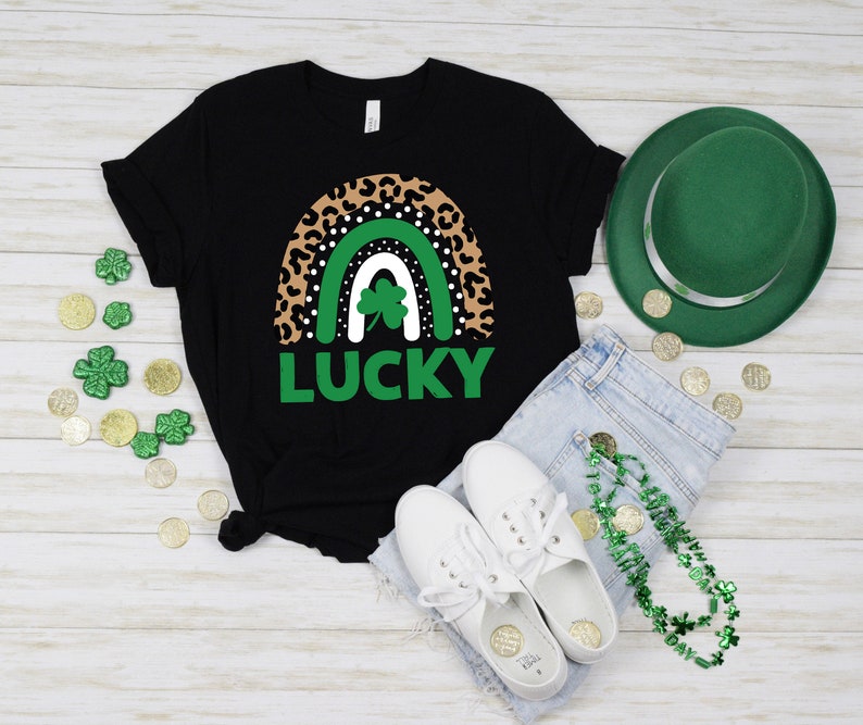 Lucky Shirt, Lucky Rainbow Shirt, Clover Shirt, Lucky Rainbow Cheetah Shirt Shirt, Irish Shirt - Image 3