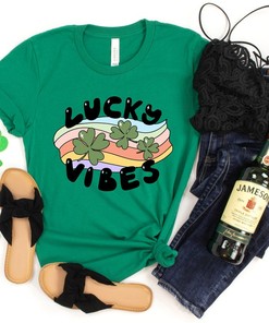 Lucky St Patrick Day Shirt, Happy Go Lucky Rainbow, Shamrock Shirt, St.Pattys Shirt, Irish Shirt, Shenanigans Drinking Shirt