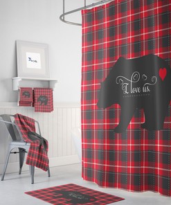 Lumberjack Plaid Woodland, Rustic Shower Curtain, Bath Mat, Towels,
