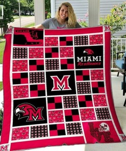 M Logo Ncaa Miami Oh Redhawks Collection Great Quilt Blanket Bedding Set
