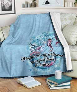 Magic Around You Mermaid Mermaid Lover Sherpa Fleece Blanket Gifts for Family, for Couple