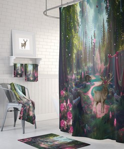 Magical Forest Shower Curtain With Options Floral Woodland
