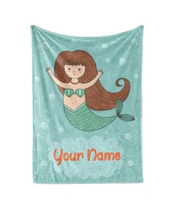 Magical Mermaid - Personalized Custom Blanket With Your Child's Name Sherpa Fleece Blanket Gifts for Family, for Couple
