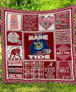 Maine Alabama Crimson Tide Maine Quilt Blanket Bedding Set