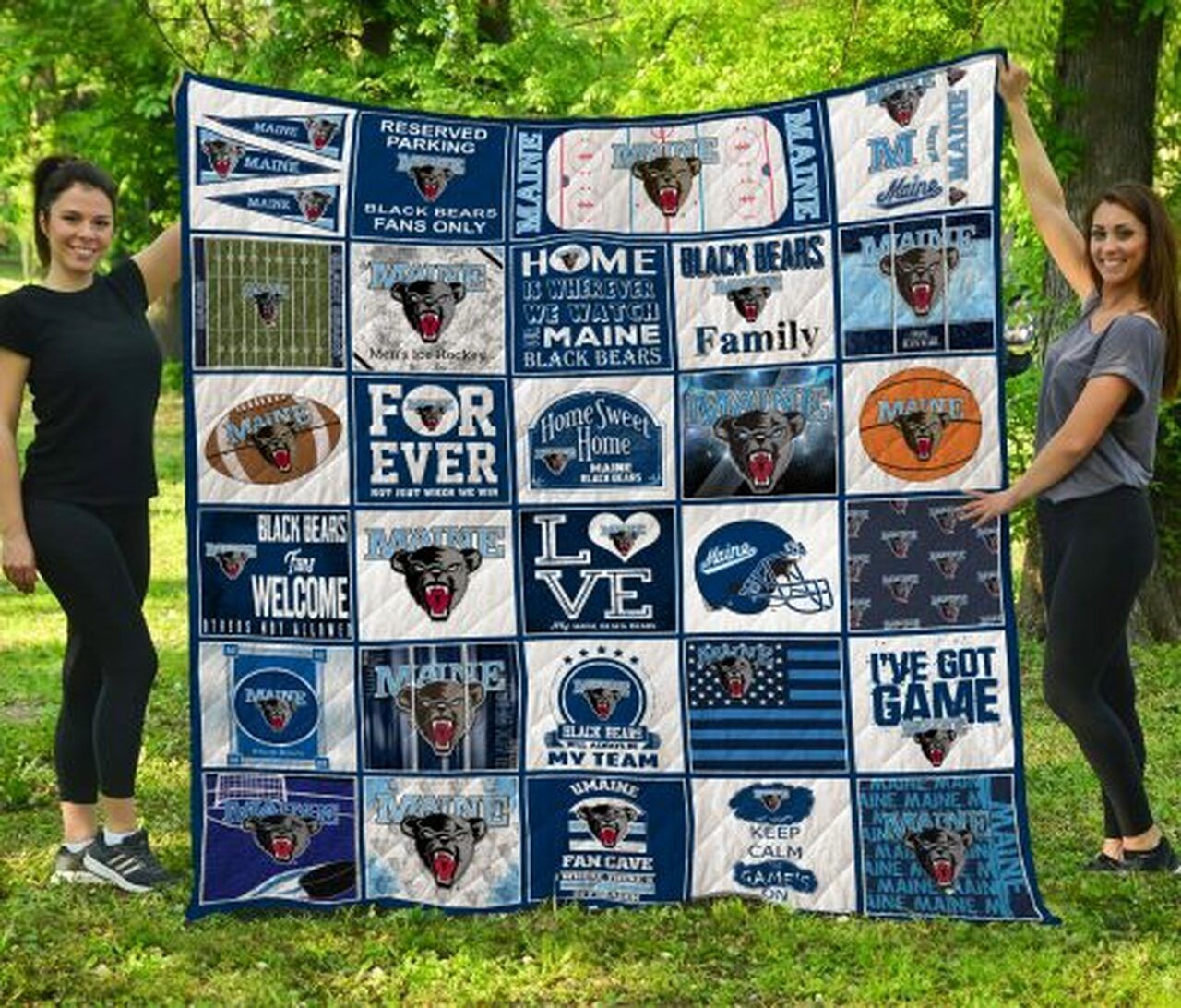 Maine Black Bears Ncaa Quilt Blanket Bedding Set