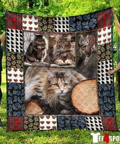 Maine Coon Pets Cat Cute Cat Lo Quilt Blanket Bedding Set