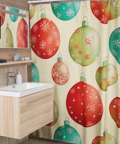 Make Your Bathroom Festive With Our Faux Textured Christmas Shower Curtain, Perfect Home Gift
