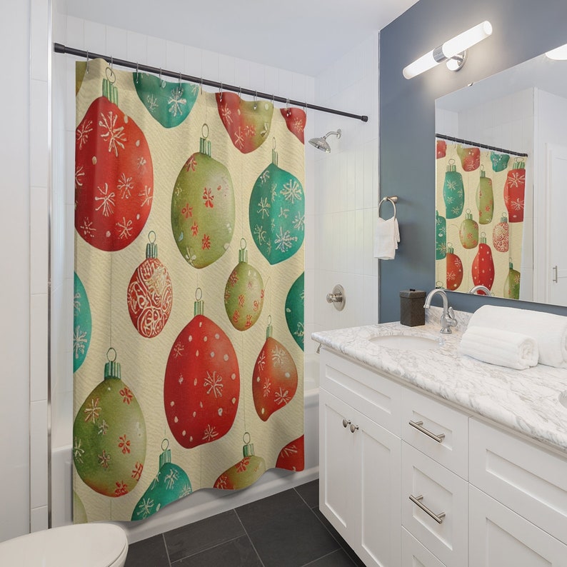 Make Your Bathroom Festive With Our Faux Textured Christmas Shower Curtain, Perfect Home Gift - Image 3