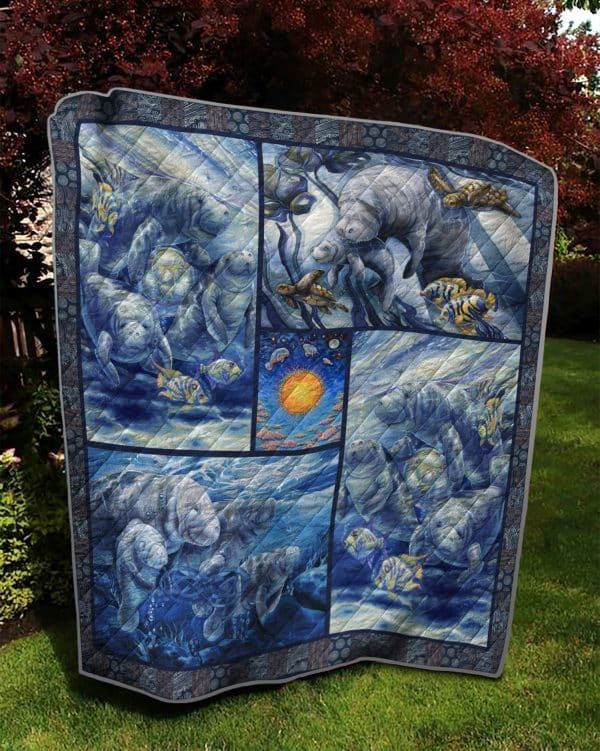 Manatees Cute Painting Quilt Blanket Bedding Set