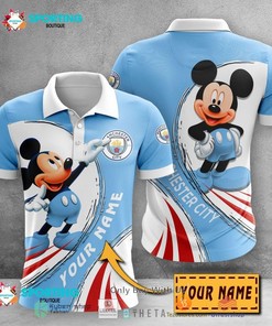 Manchester City Custom Name Mickey Mouse Polo Shirt