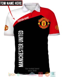 Manchester United Custom Name Black Red Polo Shirt V7