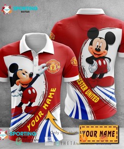 Manchester United Custom Name Mickey Mouse Polo Shirt