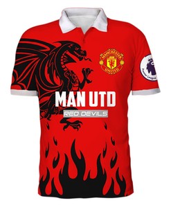 Manchester United Red Black Dragon Polo Shirt