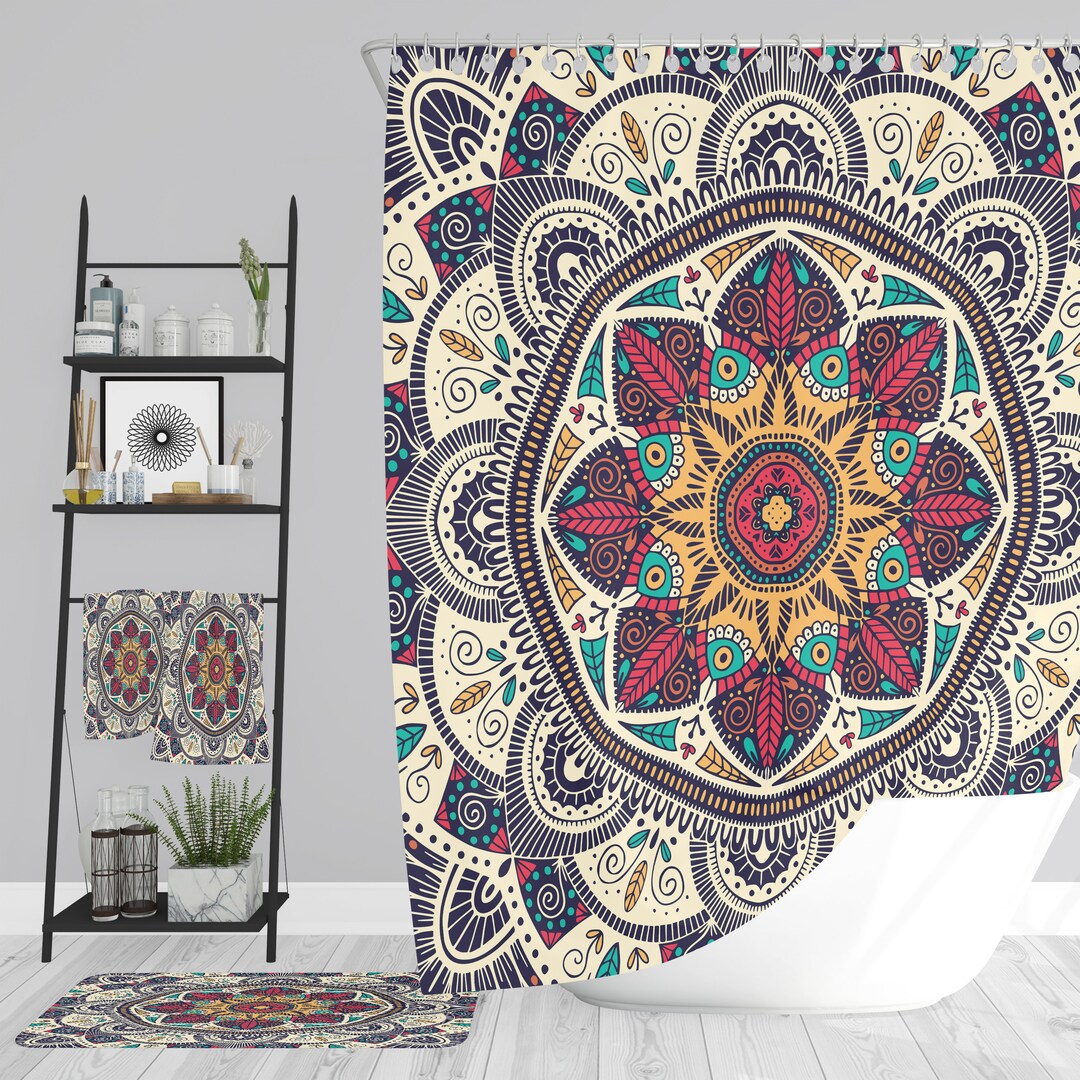 Mandala Boho Shower Curtain Bathroom Decor