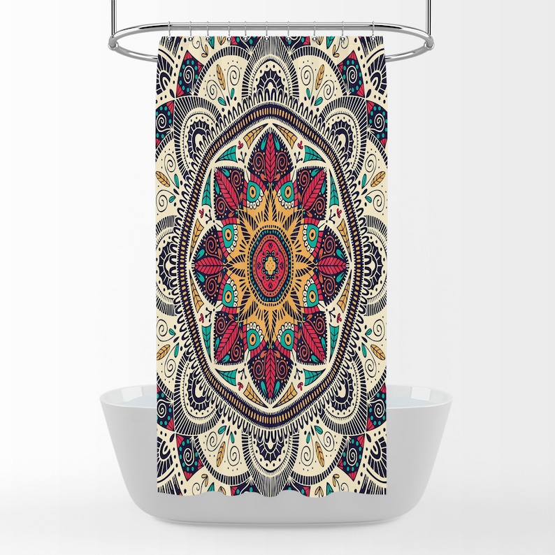 Mandala Boho Shower Curtain Bathroom Decor - Image 2