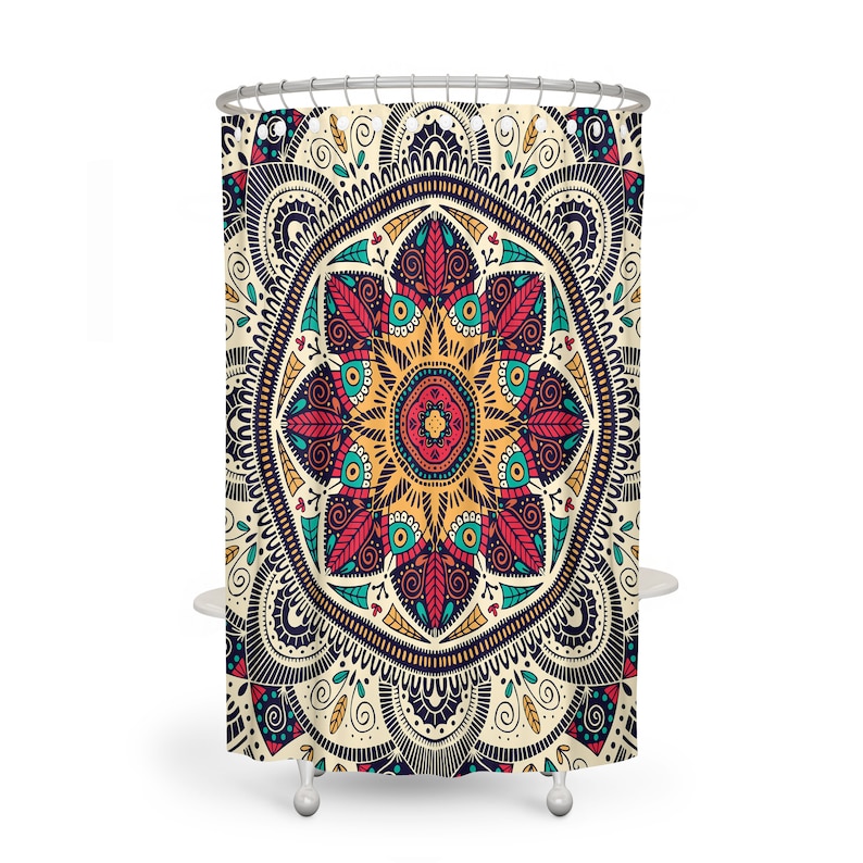 Mandala Boho Shower Curtain Bathroom Decor - Image 3