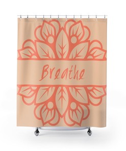 Mandala Breathe Bath Curtain, Mindfulness Decor, New Home Gift, Inspirational Printed Eclectic Boho Shower Curtain