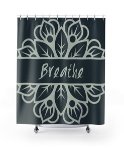 Mandala Breathe Bath Curtain New Home Gift, Inspirational Printed Eclectic Boho Shower Curtain