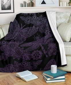 Mandala Butterfly And Dragonfly Sherpa Blanket Fleece Blanket Gifts for Fans
