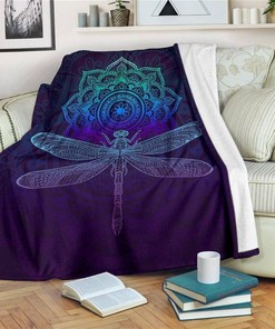 Mandala Dragonfly Dragonfly Lover Sherpa Blanket Fleece Blanket Gifts for Fans