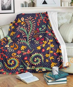 Mandala Floral Bohemian Pattern Sherpa Fleece Blanket Gifts for Family, for Couple