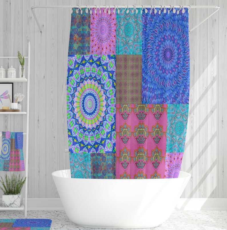 Mandala Medley Boho Shower Curtain Bathroom Decor - Image 2