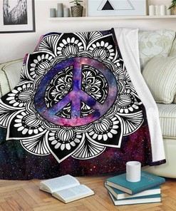 Mandala Peace Hippie Hippie Style Sherpa Fleece Blanket Gifts for Family, for Couple