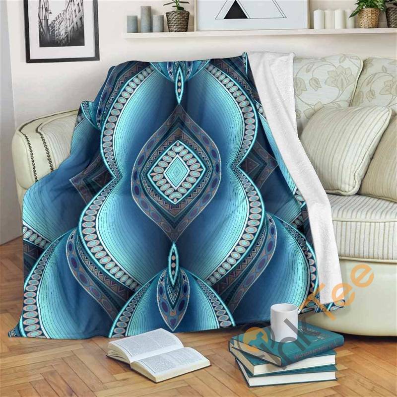 Mandala Waves Bohemian Pattern Sherpa Fleece Blanket Gifts for Family, for Couple