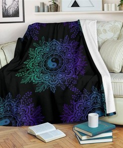Mandala Yin And Yang Yoga Lover Sherpa Fleece Blanket Gifts for Family, for Couple