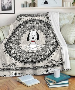 Mandala Yoga Snoopy Funny Sherpa Fleece Blanket Gifts for Family, for Couple