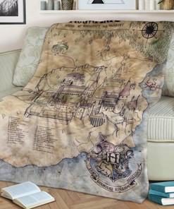 Map Of Hogwarts Fleece Blanket Gift For Fan, Quilt Blanket Bedding Set Gift75