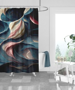 Marbled River Abstract Shower Curtain Optional Towels