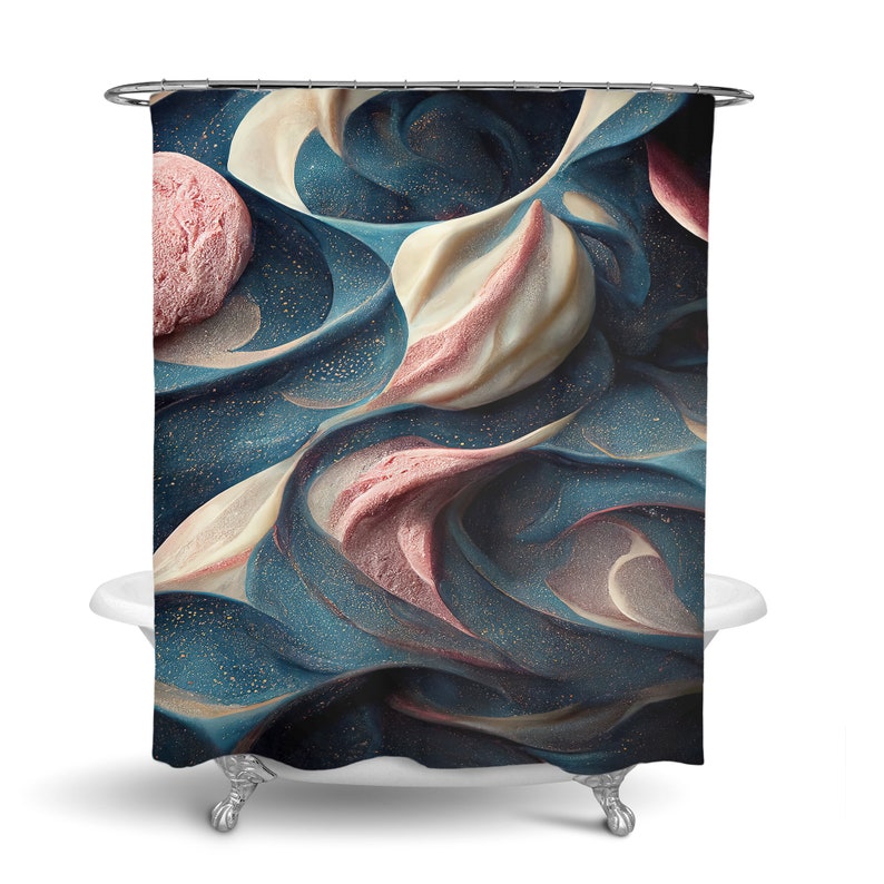 Marbled River Abstract Shower Curtain Optional Towels - Image 3