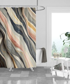 Marbled Rock Abstract Shower Curtain Optional Towels