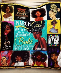 March Girl, Black Queen Quilt Blanket Bedding Set Thh8-4