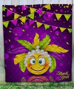 Mardi Gras Carnival Party Flyer Bunting Great Quilt Blanket